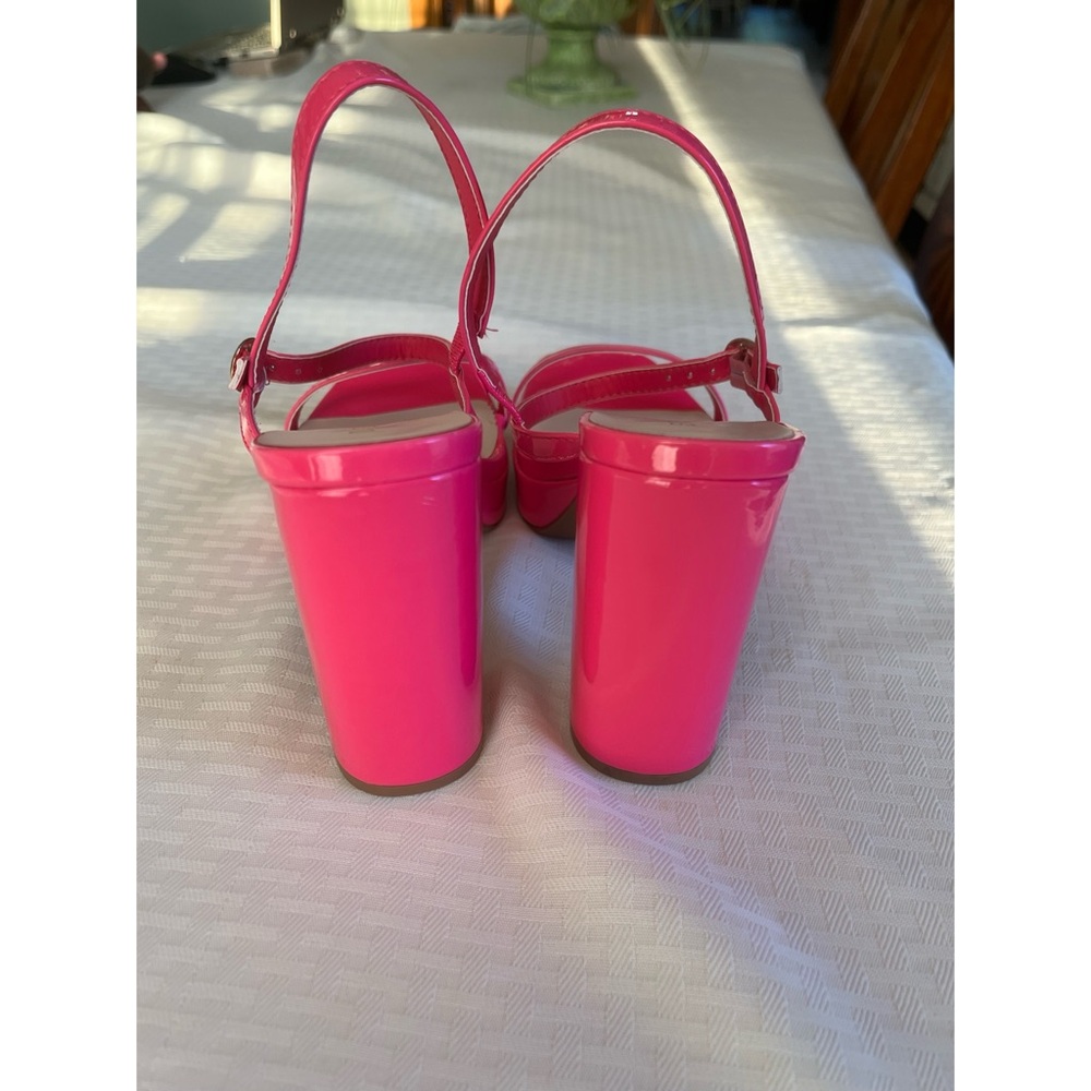 Bamboo Patent Pink High Heel Platform Sandals - Picture 7 of 9